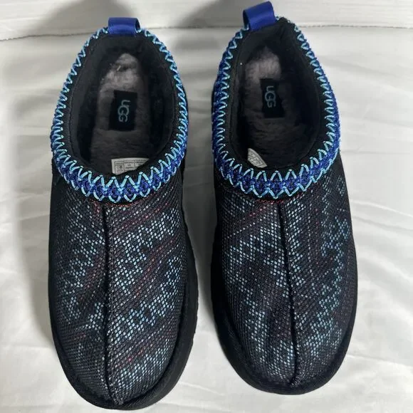 Ugg Tazz Maxi Tasman Slippers Women's 8 Black & Blue Shearling Platform Fleece - Picture 4 of 16